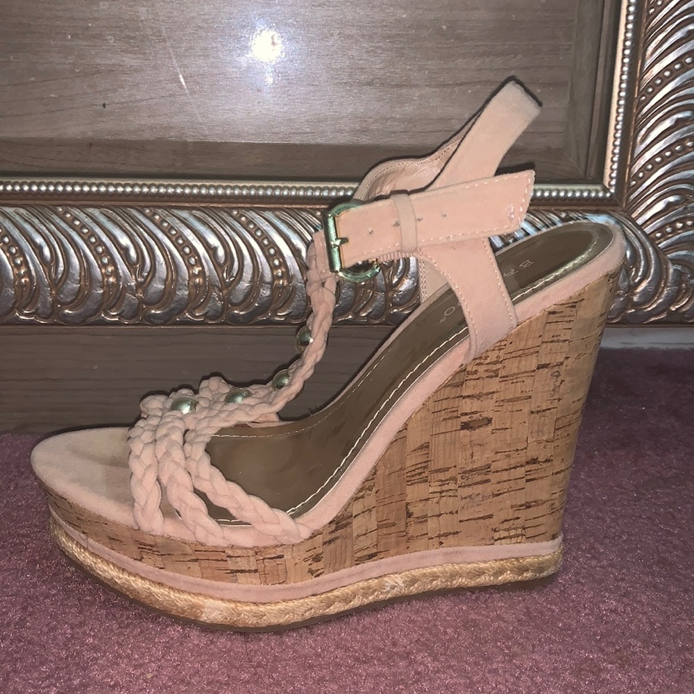 Nude colored wedges